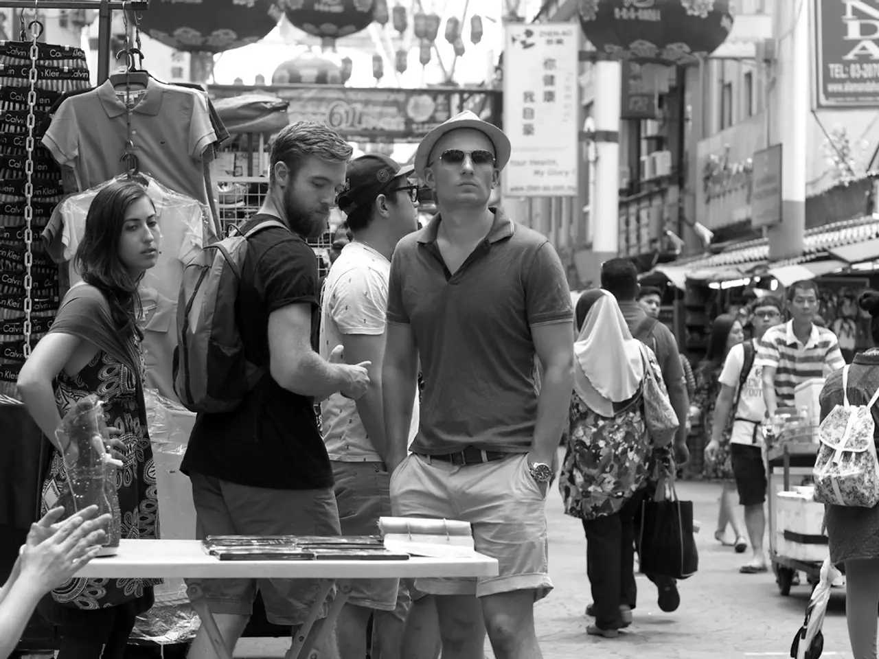 Vendors selling farm-fresh produce in the town square merchant area.